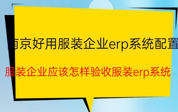 南京好用服装企业erp系统配置 服装企业应该怎样验收服装erp系统？